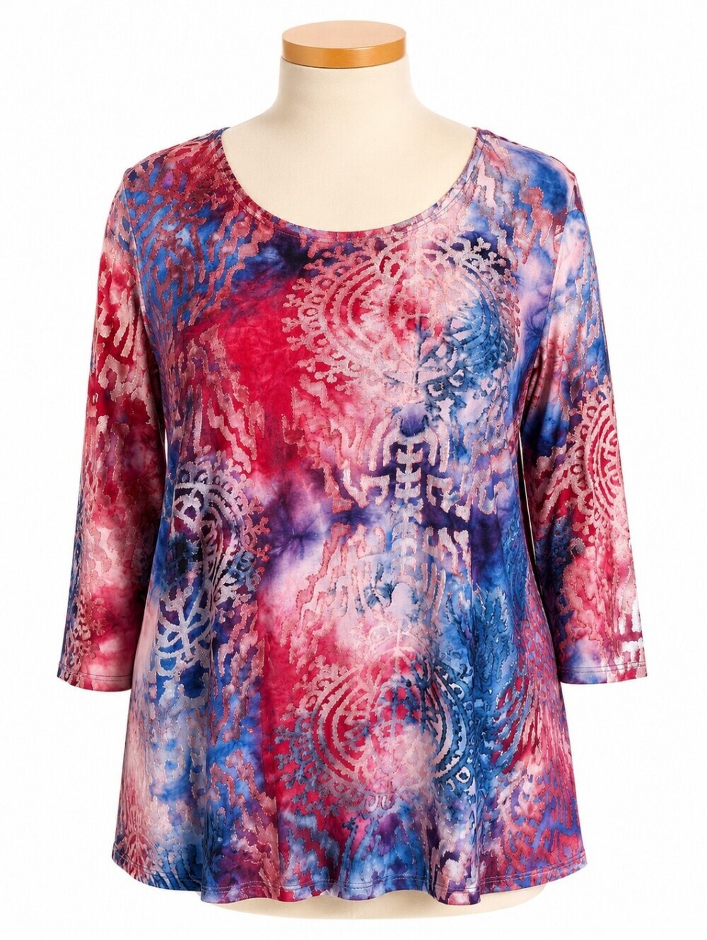 Allison Daley NWT Multicolor Burnout Stretch Knit Top Sz 3X Casual Summer Comfy